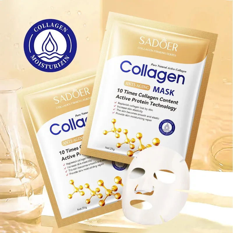 10 Piece Collagen Face Mask For Firming Moisturizing Repairing And Brightening Skin