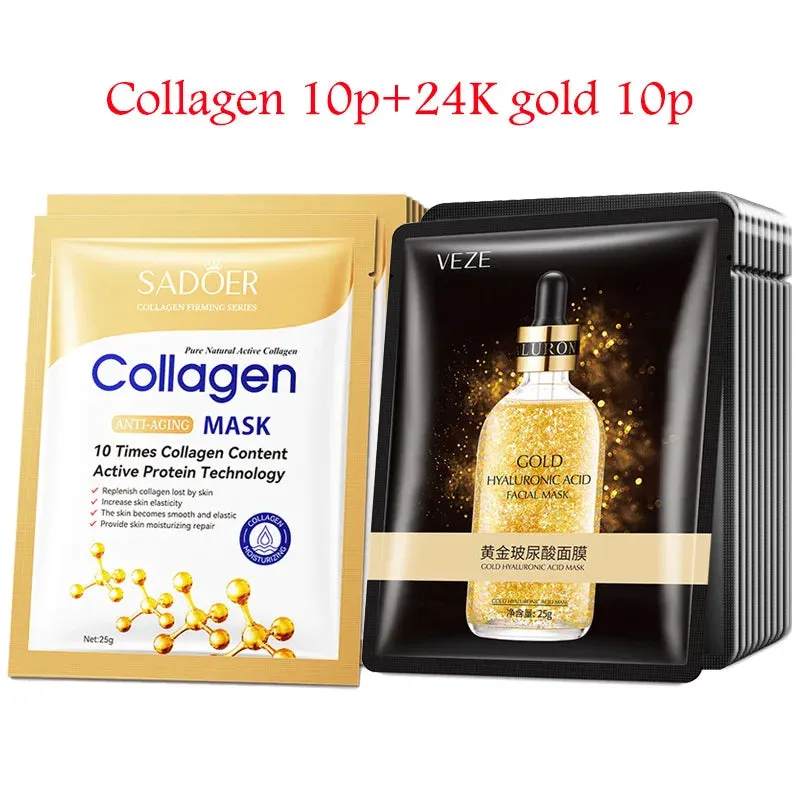 20 Hyaluronic Acid Collagen Face Masks Moisturizing Firming Hydrating