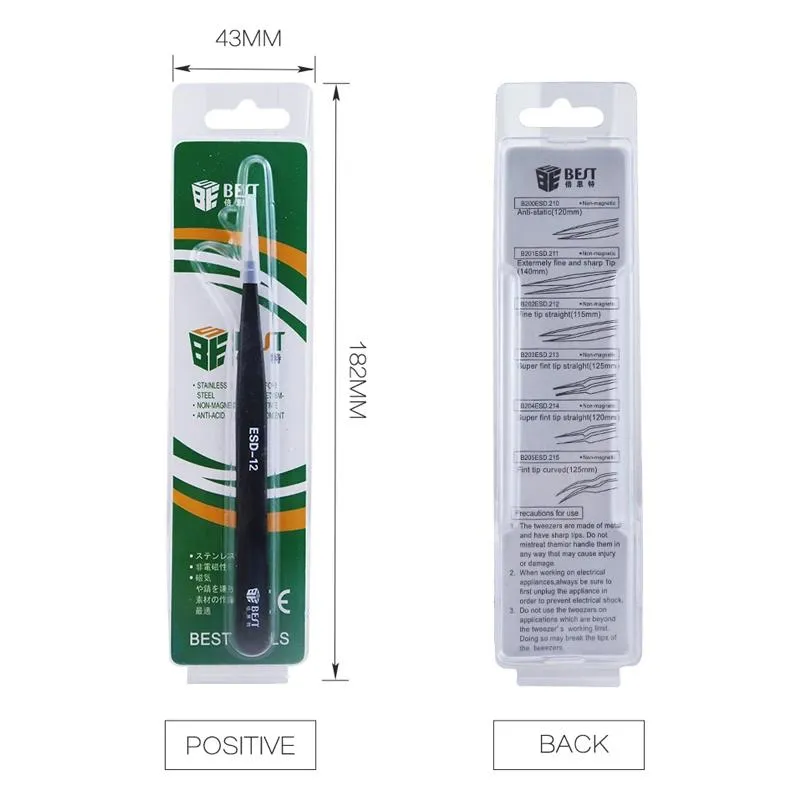 Anti-static Stainless Steel Tweezers for Precision Esd - Best Bst 09