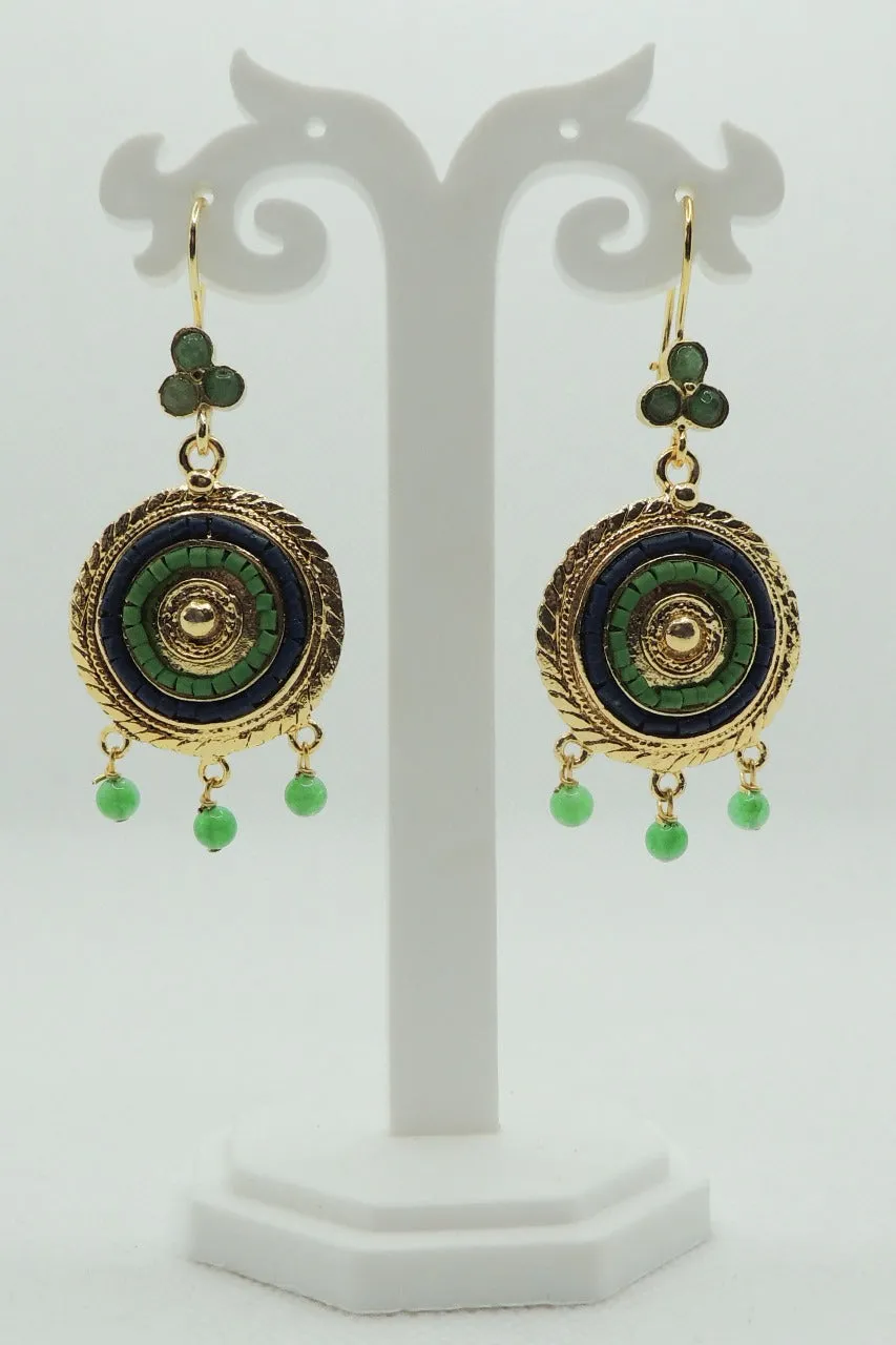 Chara Earrings In Navy & Green