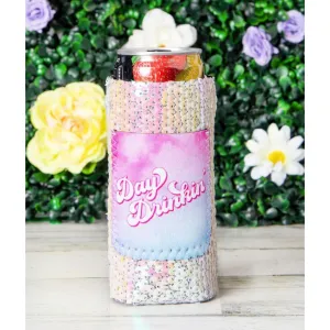 Day Drinkin' Sequin Slim Can Cooler: Slim / One Size