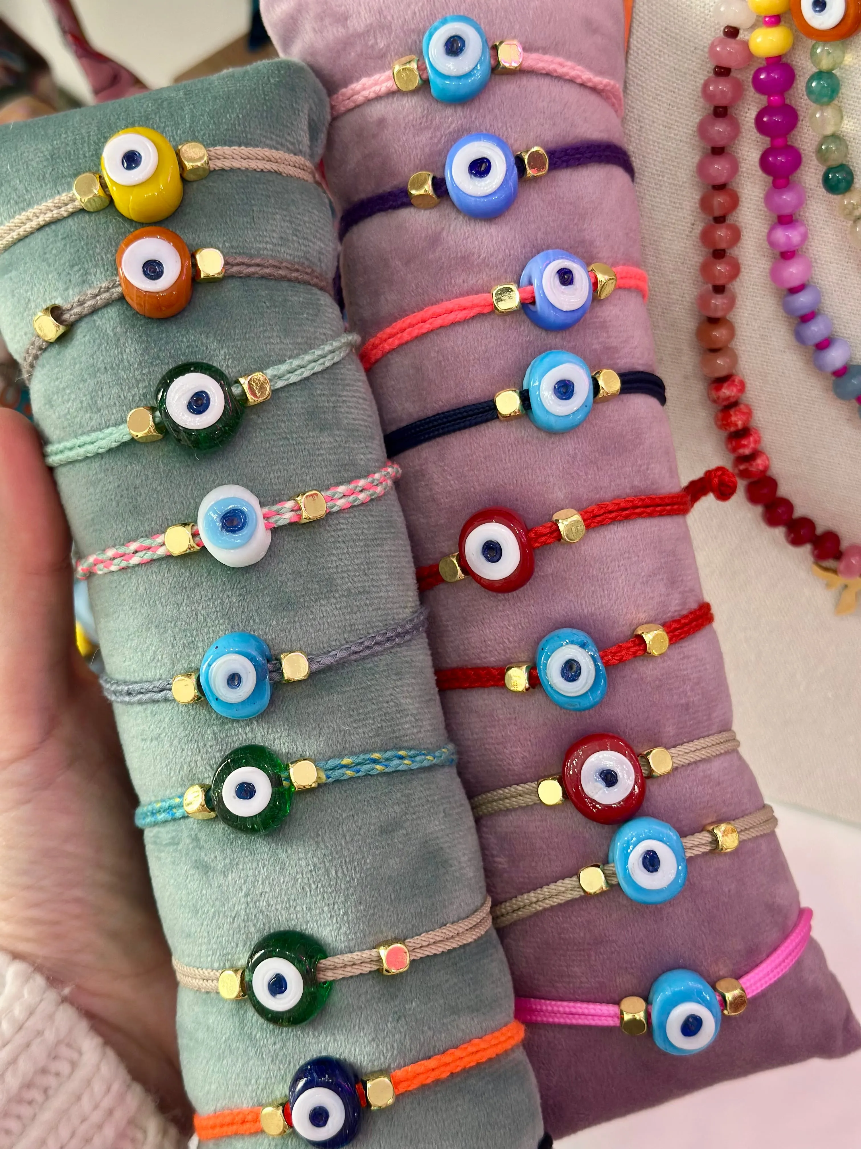 Greek eye bracelet beige blue small