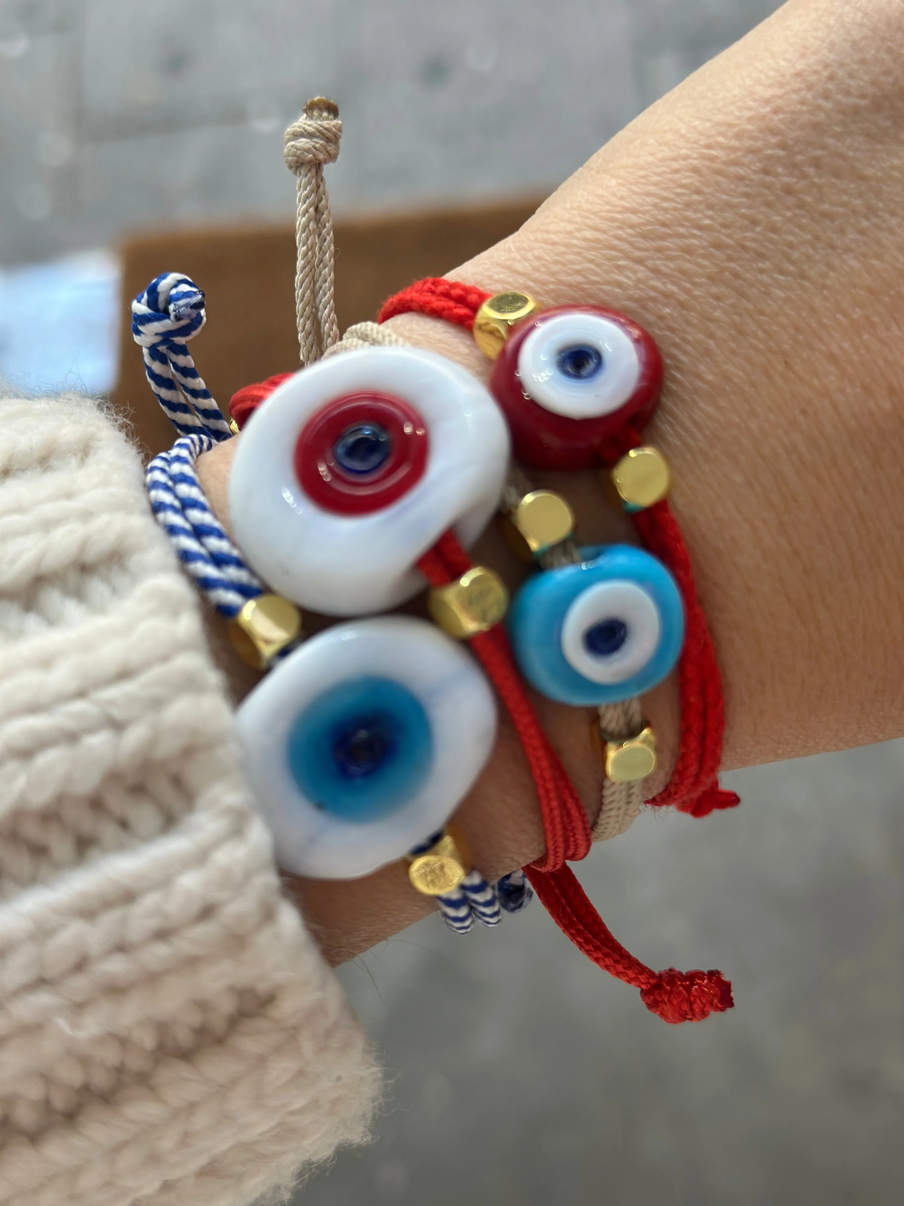 Greek eye bracelet beige blue small
