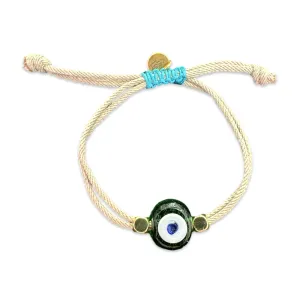 Greek eye bracelet beige green small