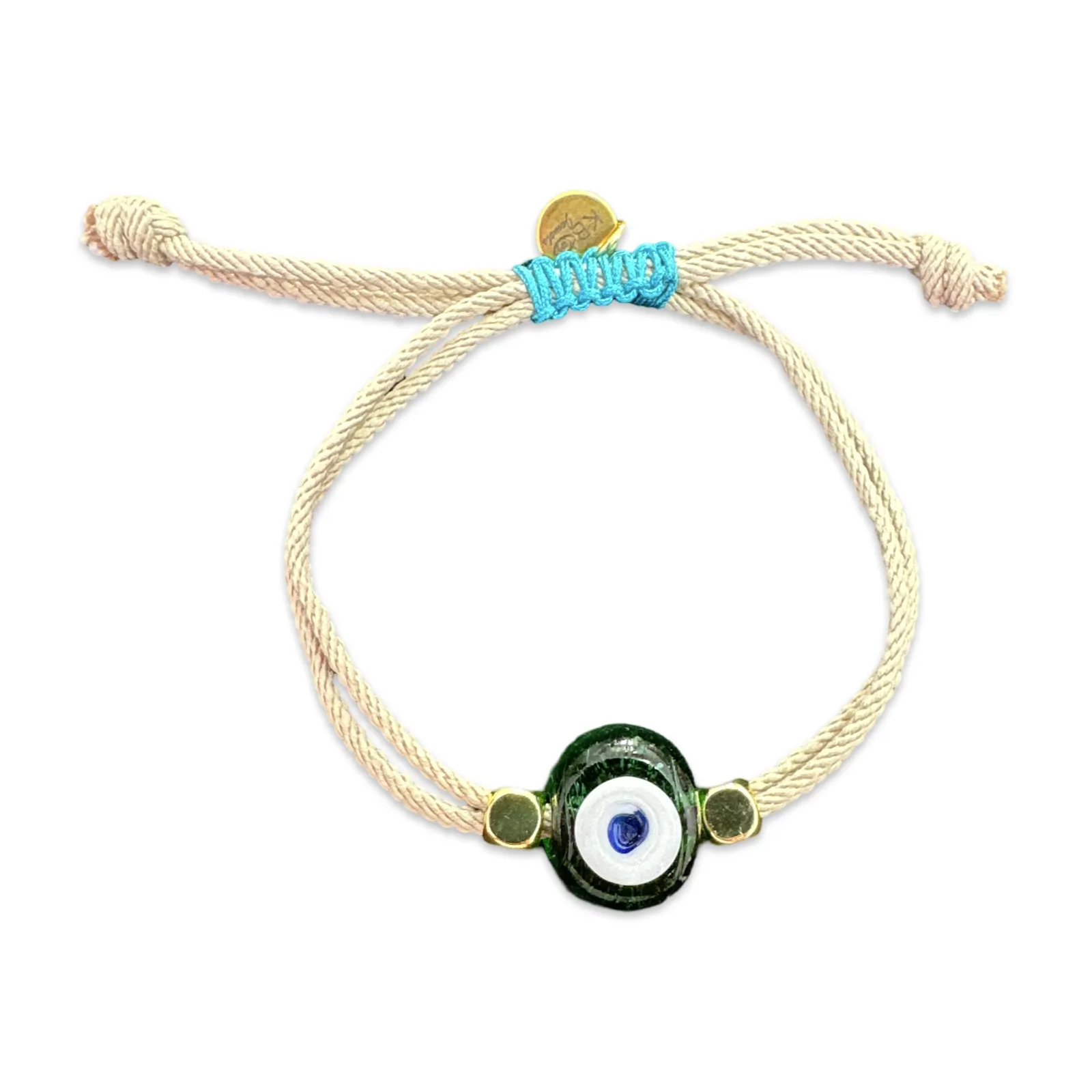 Greek eye bracelet beige green small