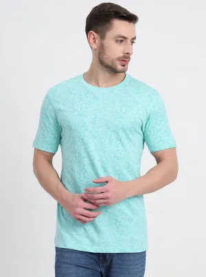 Ice Green Printed Slim Fit T-Shirt | JadeBlue