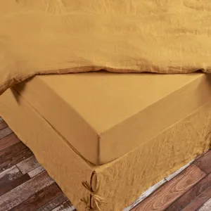 Linen Fitted Sheet Mustard