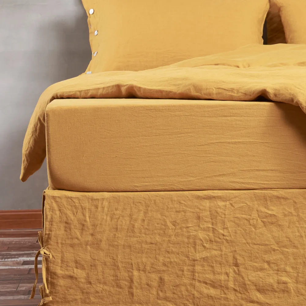 Linen Fitted Sheet Mustard