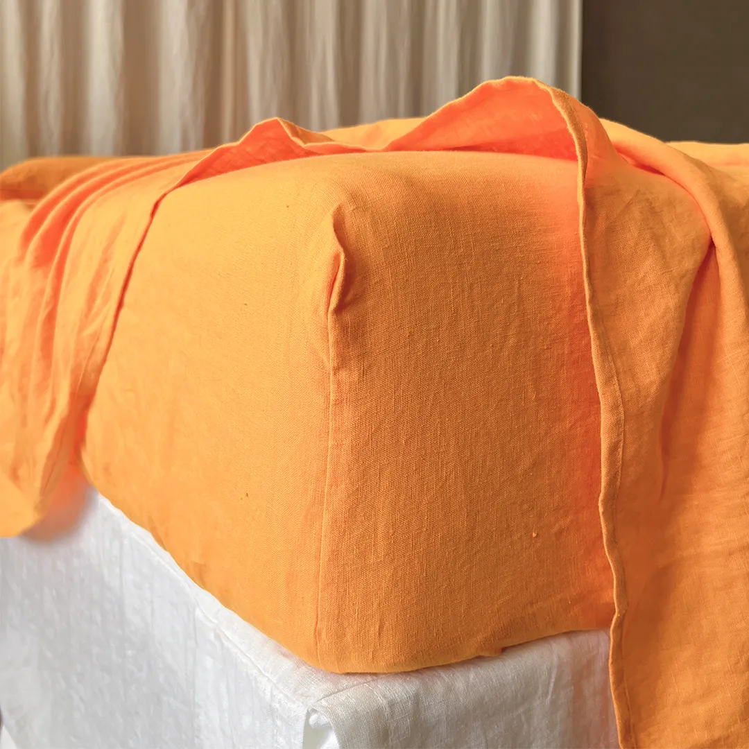 Linen Fitted Sheet Orange