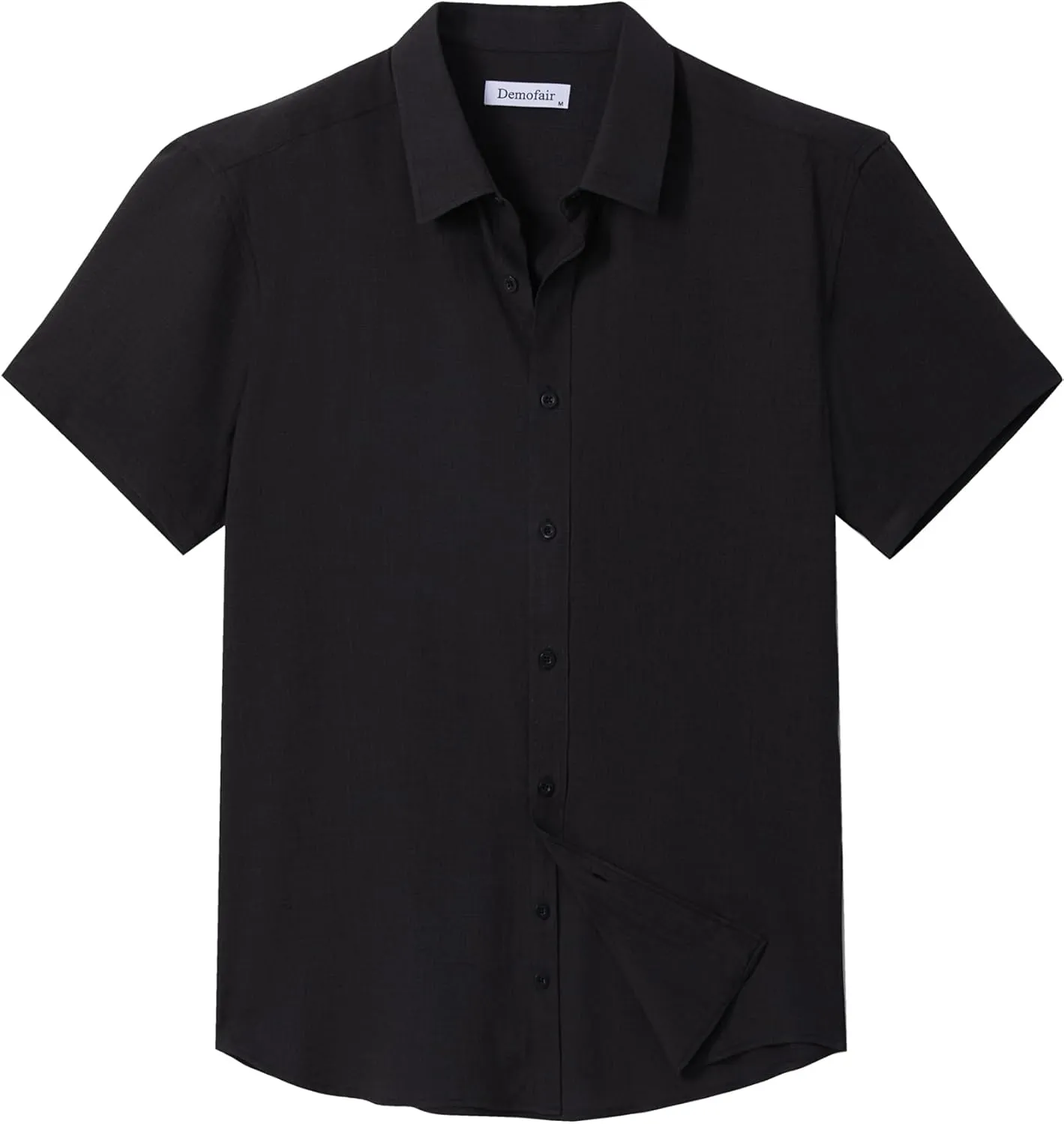 Men's Short Sleeve Button Down Shirt Cuban Collar Anti-Wrinkle Shirt Casual Summer Beach Shirt