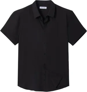Men's Short Sleeve Button Down Shirt Cuban Collar Anti-Wrinkle Shirt Casual Summer Beach Shirt